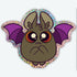 The Dark Glitter Bat Sticker from Bindlewood Shop features a cute cartoon bat with big orange eyes, purple wings, a round body, sparkly glitter border, and a sweet surprised face—perfect for adding charm to your collection.