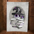 The "Witchbunny" print by Amanda L Spayd features a cute cartoon bunny in a witch hat with books and a purple-flame candle, set against a gray background with wood texture—perfect for archival paper fine art display.