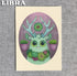 Zodiac Prints by Amanda Louise Spayd from Bindlewood Shop: A whimsical green deer with succulent-adorned antlers on a purple oval backdrop, "LIBRA" in the top left—perfect as a fine art print for astrology lovers.