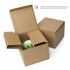 Two open brown cardboard boxes, one containing a Bindlewood Shop Eyegurr Mug featuring a green and black Chris Ryniak monster design. Text states, “Packages vary based on delivery location, but the collectible ceramic Eyegurr Mug will be well protected.”.