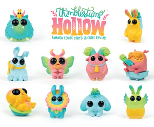 Thimblestump Hollow Series 2 - Single Blind Box figurines from Bindlewood Shop feature big-eyed, whimsical fantasy creatures in bright colors and unique shapes, created by Amanda Louise Spayd & Chris Ryniak. Collect all the surprises!.