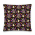 The Candy Bat Throw Pillow from the Bindlewood Shop's Amanda Louise Spayd Candy Bat collection showcases an adorable Halloween-themed design with cartoon bats, ghosts, and pumpkins in vibrant colors such as purple, orange, and green. The pattern repeats across the entire black decorative pillow, giving it a festive and playful look that is perfect for Spooky Season throw pillows.