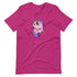 The Flooficorn Tee by Bindlewood Shop features a bright pink design with a cute, chubby unicorn—big green eyes, purple mane and tail, and tiny stars. This lightweight, gender-neutral shirt is perfect for any unicorn fan.